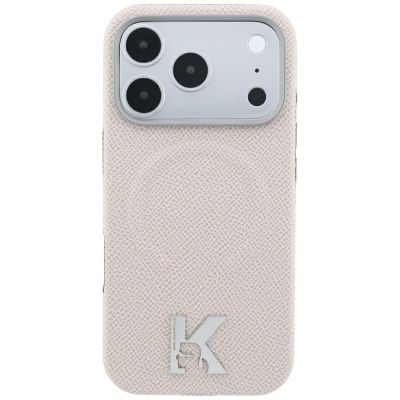 3. Karl Lagerfeld Grained Embossed Ring & Kameo Logo MagSafe Case for iPhone 18 Pro Max / 17 Pro Max - Beige