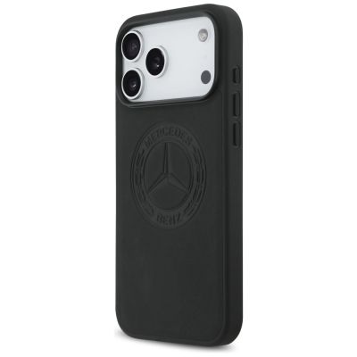 2. Mercedes Leather Vintage Logo MagSafe Case for iPhone 17 Pro Max - Black