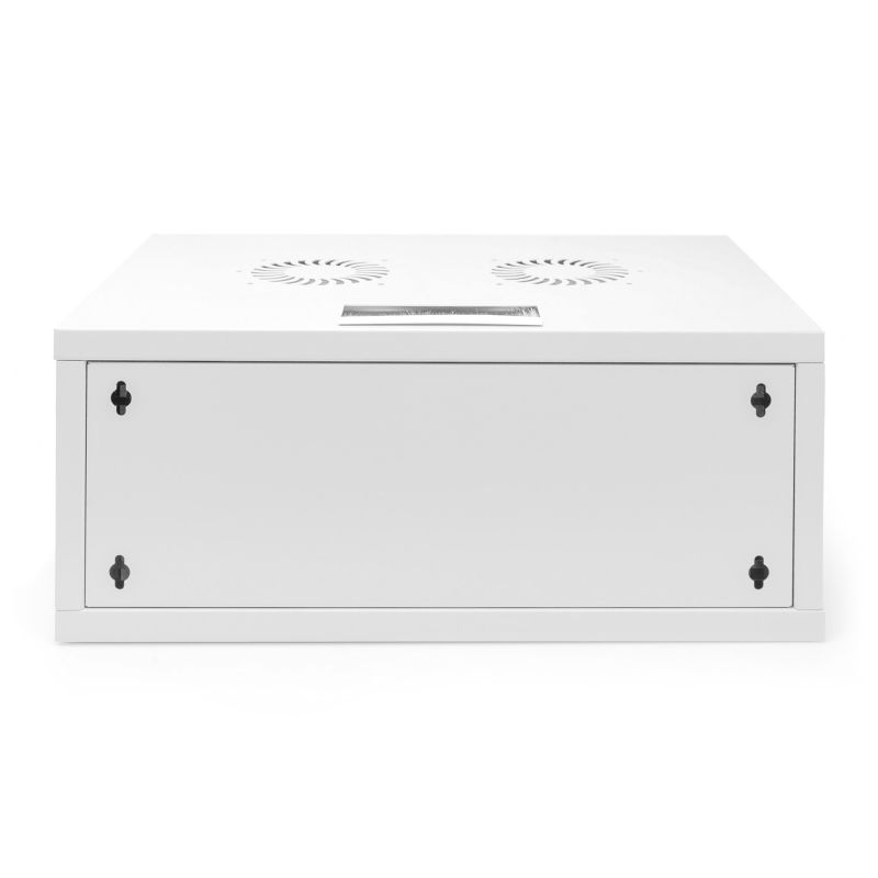 19. 19" 4U wall-mounted network cabinet, SOHO 241 x 540 x 400 mm, glass door, gray, unassembled, 60 kg