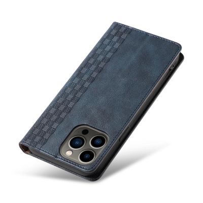 12. Magnet Strap Case Case for iPhone 14 Pro Max Flip Wallet Mini Lanyard Stand Blue