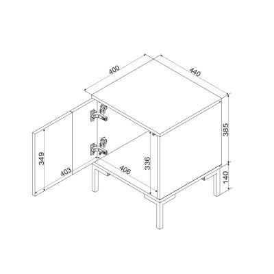 4. MERCI bedside table 2 pcs 44x40x52.5 black/artisan oak