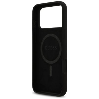 7. Guess Silicone Logo Strass 4G MagSafe Case for iPhone 17 Pro Max - Black