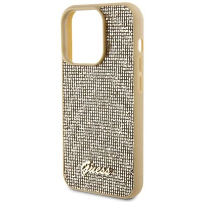 6. Guess Disco Metal Script case for iPhone 15 Pro - gold