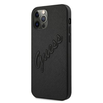 2. Guess Saffiano Vintage Script Case for iPhone 12 Pro Max 6.7" - Black
