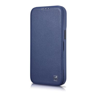 6. iCarer CE Premium Leather Folio Case iPhone 14 Pro Magnetic Flip Leather Folio Case MagSafe Blue (WMI14220714-BU)