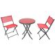 12. BALCONY FURNITURE SET ROUND TABLE AND 2 FOLDING CHAIRS RED