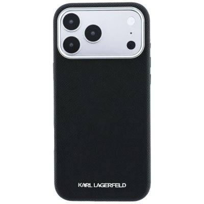 3. Karl Lagerfeld Grained Elongated Logo MagSafe Case for iPhone 17 Pro Max / 18 Pro Max - Black