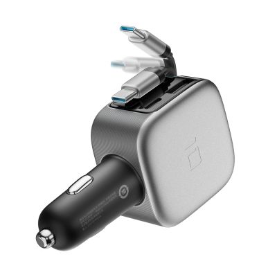 5. Cuktech CC903P 100W Car Charger with Display and 70cm Retractable USB-C Cable - Gray