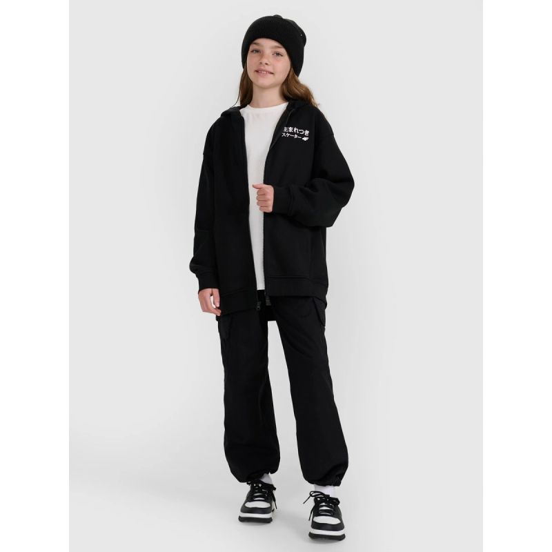 5. Girls' sweatshirt with a hood, 4F 4FJRAW25TSWSF2516-20S