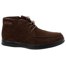 Lee Cooper men's elegant brown leather ankle boots with zipper
