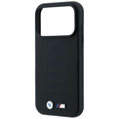 6. BMW M Blue Perfo Metal Logo MagSafe Case for iPhone 18 Pro / 17 Pro - Black