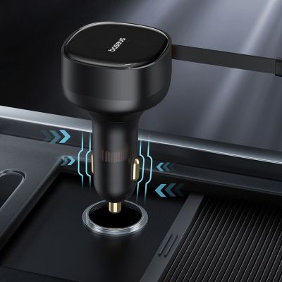 7. Baseus Enjoyment Retractable 2-in-1 Car Charger C+C 33W Cluster Black