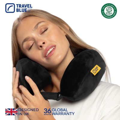 5. TRAVEL BLUE TRANQUILITY MEMORY FOAM TRAVEL PILLOW, BLACK