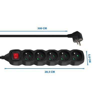 7. ESPERANZA POWER STRIP 5 OUTLETS 3M SWITCH BLACK ELK215K