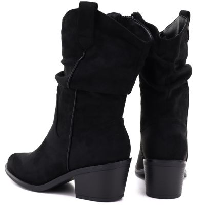 5. Women's ankle boots, ruffled cowboy boots, black, Vinceza HX27-16536