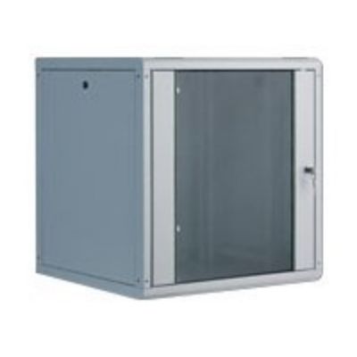 10. Unique 19" 12U 600x600 wall-mounted network cabinet, glass door, gray, undivided, assembled, 100kg