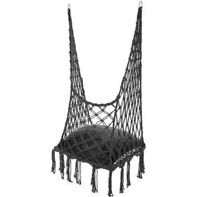 24. OPENWORK HAMMOCK HANGING CHAIR STORK'S NEST 60x60x115CM WITH PILLOW DARK GREY