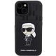 3. Karl Lagerfeld Saffiano Cardslots and Stand Monogram Ikonik Patch case for iPhone 15 - black