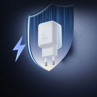 9. Joyroom JR-TCL05 45W GaN Wall Charger with Cable Organizer - White