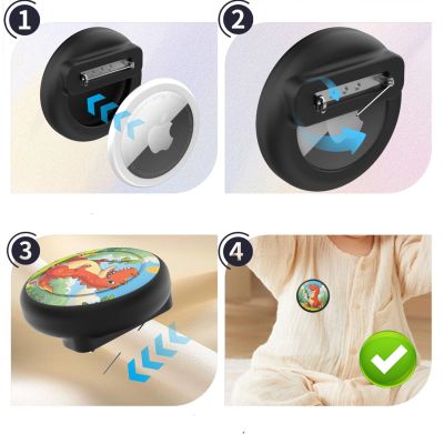 4. AirTag badge case - black with dinosaur print