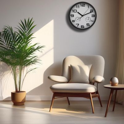 8. WALL CLOCK 25CM WITH THERMOMETER WHITE