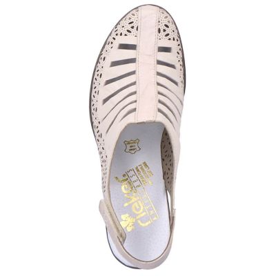 31. Rieker W RKR49B beige leather high heel sandals