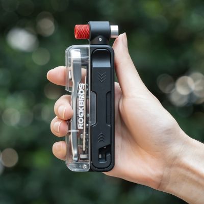 6. Rockbros Multitool Bike Tool Set with CO2 Pump and Ratchet Wrench - Black