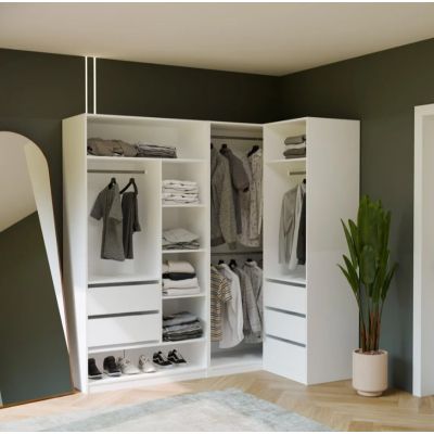 8. Modular Wardrobe OPENO SET 260/200 WHITE – Drawers, Rails and Shelves, Large, for the Bedroom