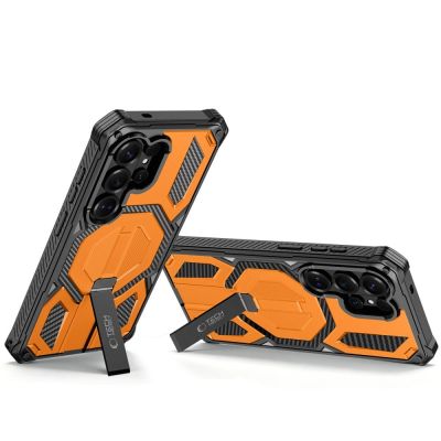 3. Tech-Protect MagBlast MagSafe Case + Tempered Glass 2-Pack for Samsung Galaxy S26 Ultra - Black and Orange