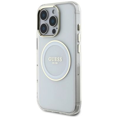 2. Guess IML Metal Colored Circle Classic Logo MagSafe case for iPhone 16 Pro - white