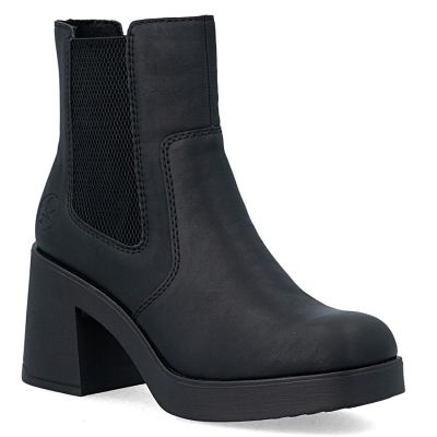 2. Women's Chelsea boots with a block heel, insulated, black, Rieker 58081-00