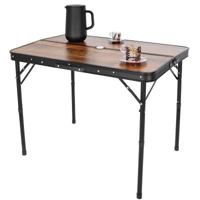 10. FOLDABLE CAMPING TABLE 90x60x70CM AND 2 BENCHES 87x23x39CM WOOD