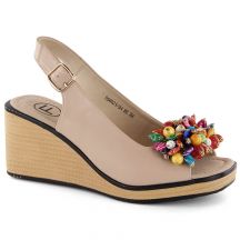 Leather wedge sandals with colorful beads Filippo W PAW528 beige