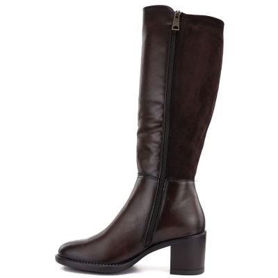 3. Women's high-heeled stretch boots, brown, Vinceza 58652