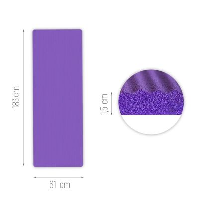 3. Wozinsky WNSP-15F Exercise Mat 183 x 61 x 1.5 cm Thick Gymnastic Mat for Yoga and Fitness - Purple