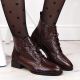 5. Filippo W PAW478B brown patent leather ankle boots with insulated crocodile skin