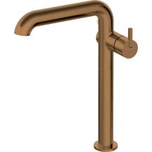 Tall washbasin tap with a rectangular spout