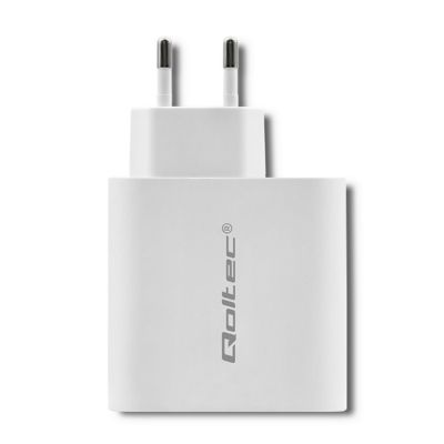 6. QOLTEC WALL CHARGER 63W | 5-20V | 1.5-3A | USB TYPE C PD | USB QC 3.0 | WHITE