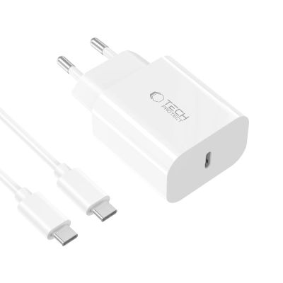 3. Tech-Protect NC20W PD20W USB-C wall charger with USB-C cable - white