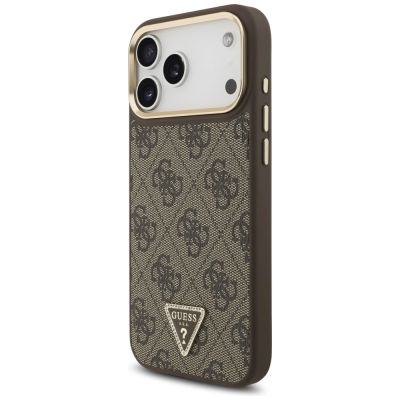 2. Guess 4G Triangle Logo MagSafe Case for iPhone 17 Pro Max - Brown & Gold