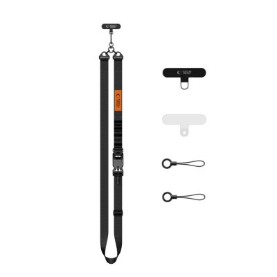 2. Tech-Protect C9S Rope Crossbody Phone Lanyard - Black and Orange