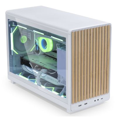 3. Lian Li DAN A3-mATX Wood Edition PC Case, Tempered Glass, Micro-ATX - Beech, White