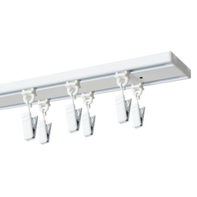 DOUBLE CEILING CURTAIN TRACK WITH CLIP GLIDERS, 150 CM, ALUMINIUM, WHITE, KOWALSKI