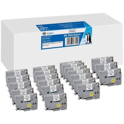 G&G 21569 Labeling Tapes Black on White TZe