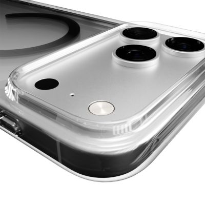 5. Puro Lite Mag TPU+PC Case Compatible with MagSafe for iPhone 17 Pro - Transparent with Black Ring