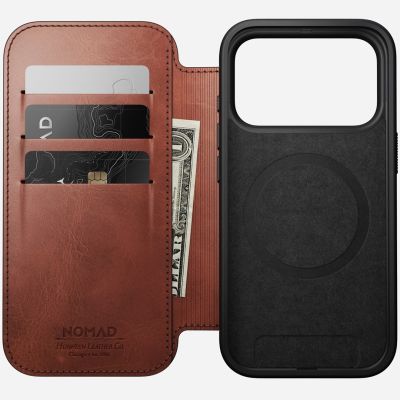 2. NOMAD Modern Leather Folio - MagSafe compatible leather case for iPhone 17 Pro, Horween leather (Old Dublin)