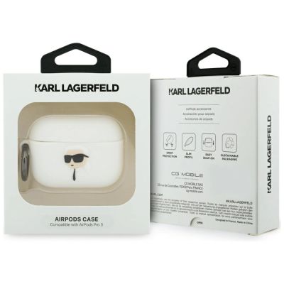 4. Karl Lagerfeld Silicone Karl Head 3D Case for AirPods Pro 3 - White