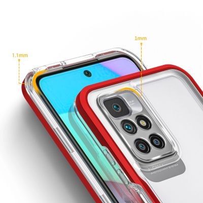 4. Clear 3in1 Case for Xiaomi Redmi 10 Frame Gel Cover Red