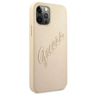 4. Guess GUHCP12LRSAVSLG iPhone 12 Pro Max 6.7" gold/gold hardcase Saffiano Vintage Script