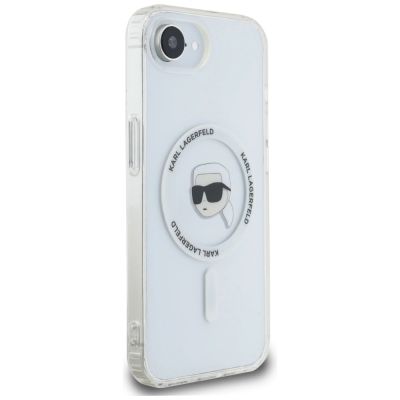 4. Karl Lagerfeld IML Metal Karl Head MagSafe Case for iPhone 16e White